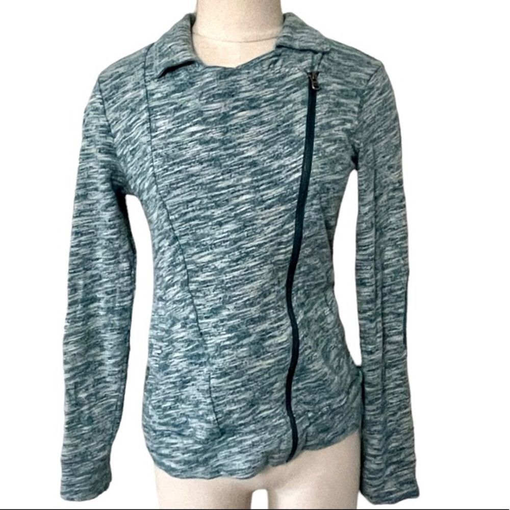 Lucy blue zipper jacket elbow patch sleeves